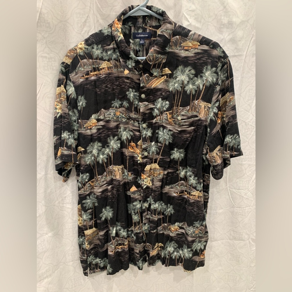 Crofts And Barrows Mens Shirt Casual Size Large Short Sleeve Vacation Beach